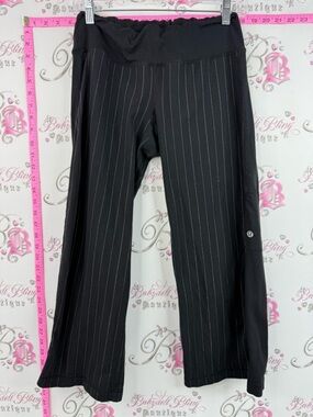 lululemon athletica capri vintage pants Black Pinstripe Cropped Flare Yoga Pants